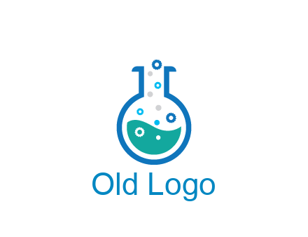 flask with bubbles and liquid pharmacy logo