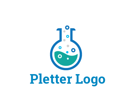 flask with bubbles and liquid pharmacy logo