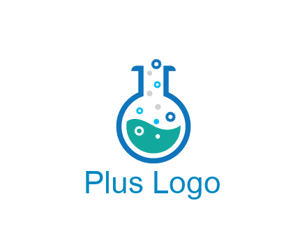 flask with bubbles and liquid pharmacy logo