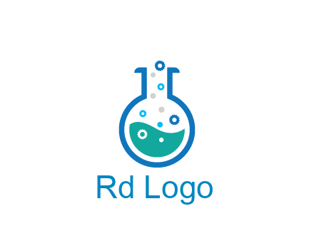 flask with bubbles and liquid pharmacy logo