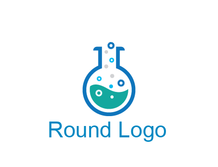 flask with bubbles and liquid pharmacy logo