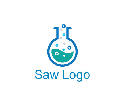 flask with bubbles and liquid pharmacy logo