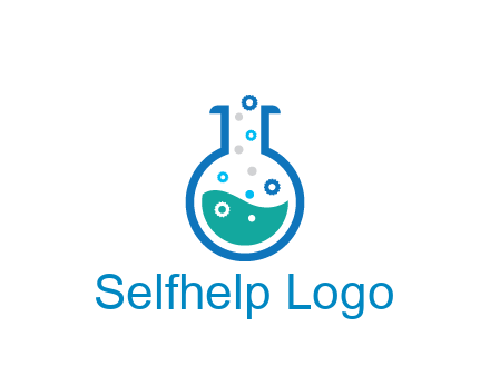 flask with bubbles and liquid pharmacy logo