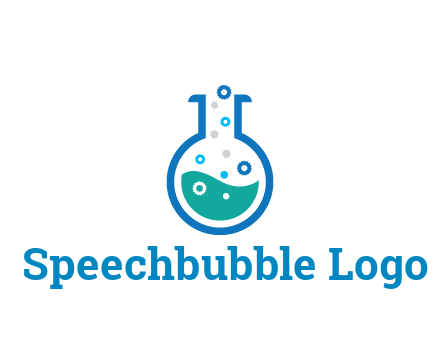 flask with bubbles and liquid pharmacy logo