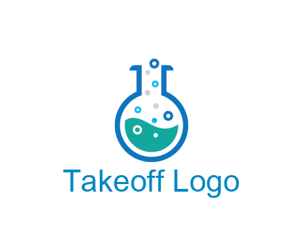 flask with bubbles and liquid pharmacy logo