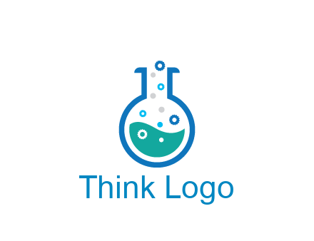 flask with bubbles and liquid pharmacy logo