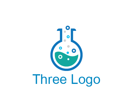 flask with bubbles and liquid pharmacy logo