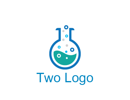 flask with bubbles and liquid pharmacy logo