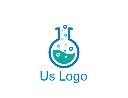 flask with bubbles and liquid pharmacy logo