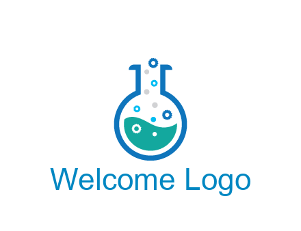 flask with bubbles and liquid pharmacy logo