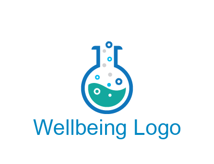 flask with bubbles and liquid pharmacy logo