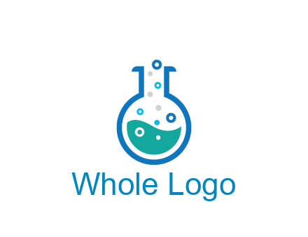 flask with bubbles and liquid pharmacy logo