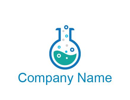 flask with bubbles and liquid pharmacy logo