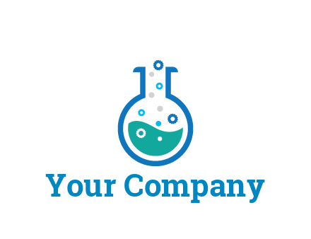 flask with bubbles and liquid pharmacy logo