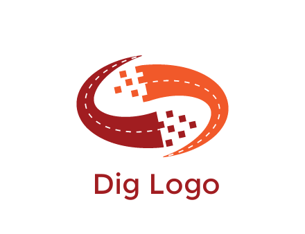 digital swoosh pixelated trade logo