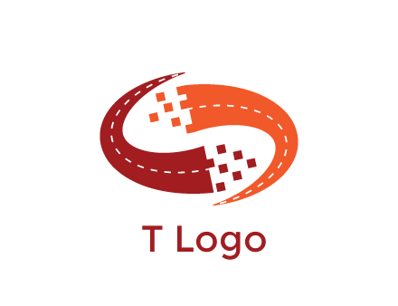 digital swoosh pixelated trade logo