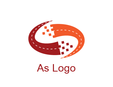 digital swoosh pixelated trade logo