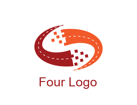 digital swoosh pixelated trade logo