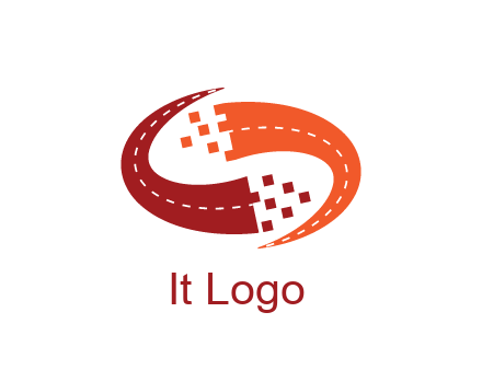 digital swoosh pixelated trade logo