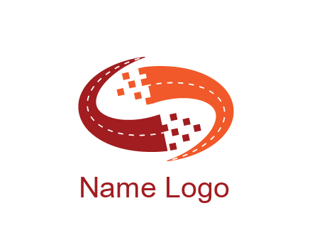 digital swoosh pixelated trade logo