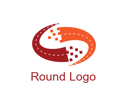 digital swoosh pixelated trade logo
