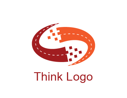 digital swoosh pixelated trade logo