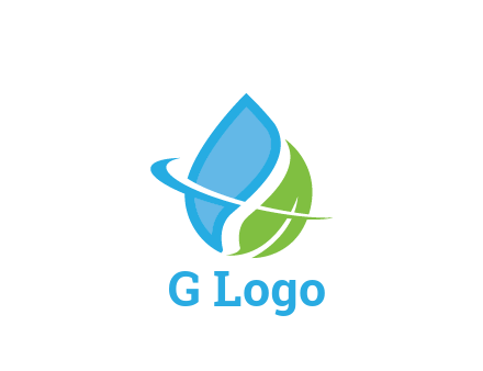 water droplet with leaf and swoosh agriculture