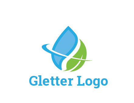 water droplet with leaf and swoosh agriculture