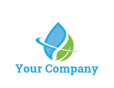 water droplet with leaf and swoosh agriculture