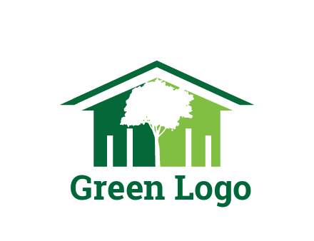 abstract house with negative spacing of tree home logo