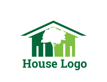 abstract house with negative spacing of tree home logo