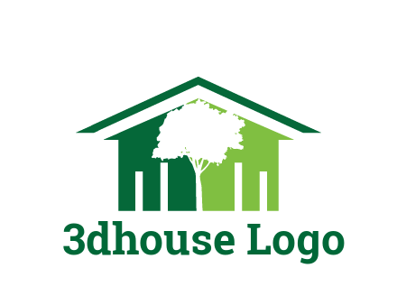 abstract house with negative spacing of tree home logo
