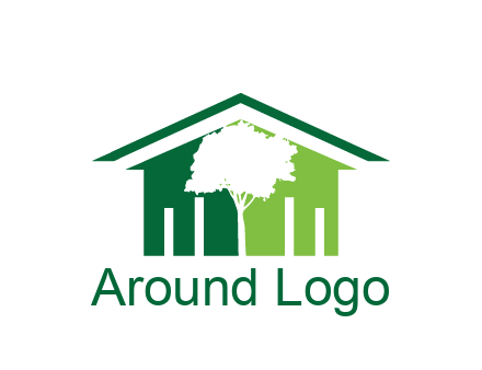 abstract house with negative spacing of tree home logo