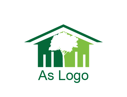 abstract house with negative spacing of tree home logo