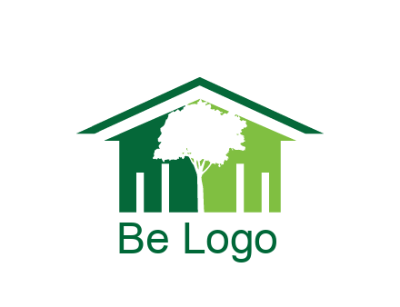 abstract house with negative spacing of tree home logo