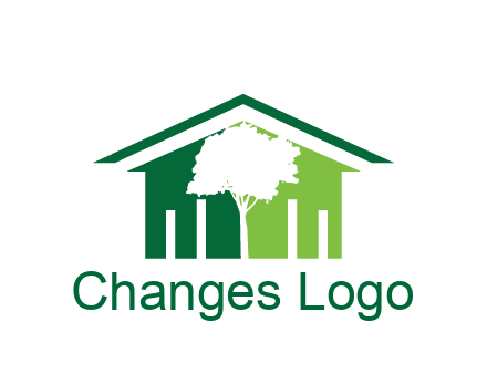 abstract house with negative spacing of tree home logo