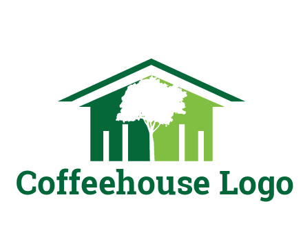 abstract house with negative spacing of tree home logo
