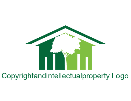 abstract house with negative spacing of tree home logo