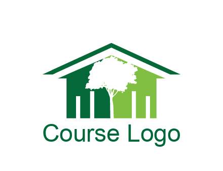 abstract house with negative spacing of tree home logo