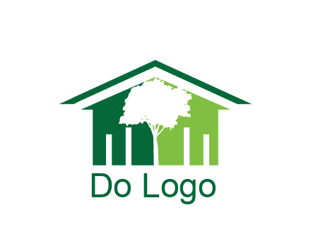abstract house with negative spacing of tree home logo