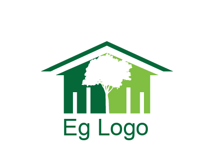 abstract house with negative spacing of tree home logo