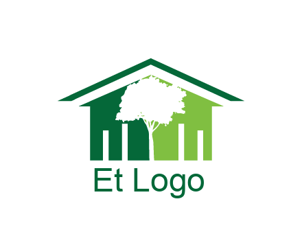 abstract house with negative spacing of tree home logo