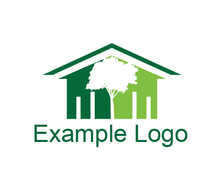 abstract house with negative spacing of tree home logo