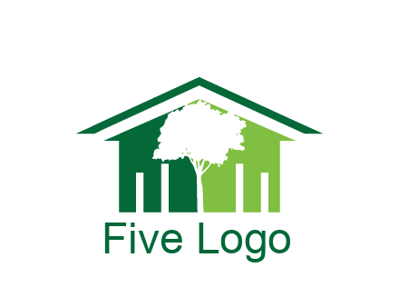 abstract house with negative spacing of tree home logo