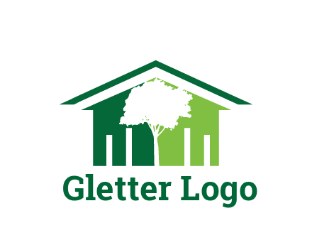 abstract house with negative spacing of tree home logo