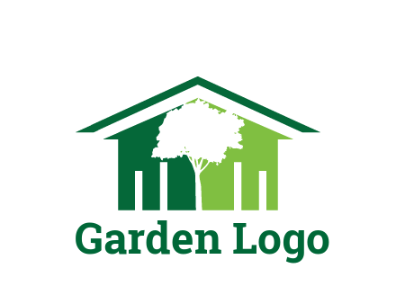 abstract house with negative spacing of tree home logo