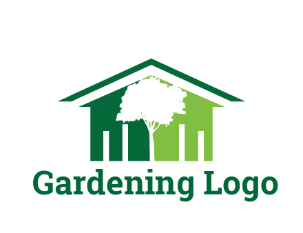 abstract house with negative spacing of tree home logo