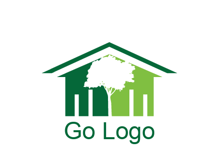 abstract house with negative spacing of tree home logo