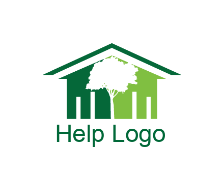 abstract house with negative spacing of tree home logo