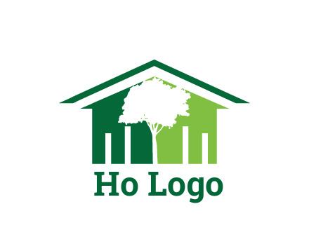 abstract house with negative spacing of tree home logo